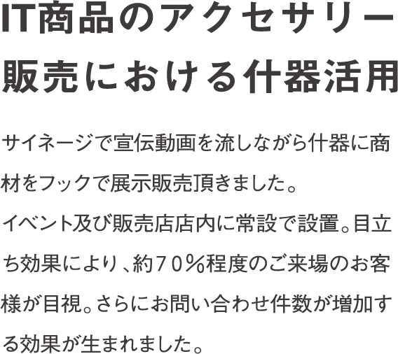 IT商品のアクセサリー販売における什器活用